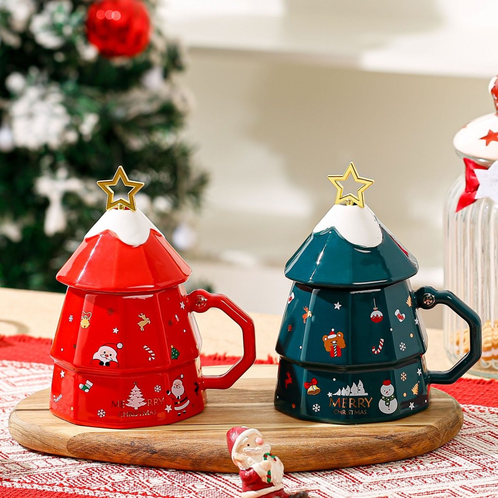 Christmas,Valentine's Day,Friendship Gifts,Birthday,Back to School,Christmas Tree Ceramic Creative Mug - Unique Christmas Gift